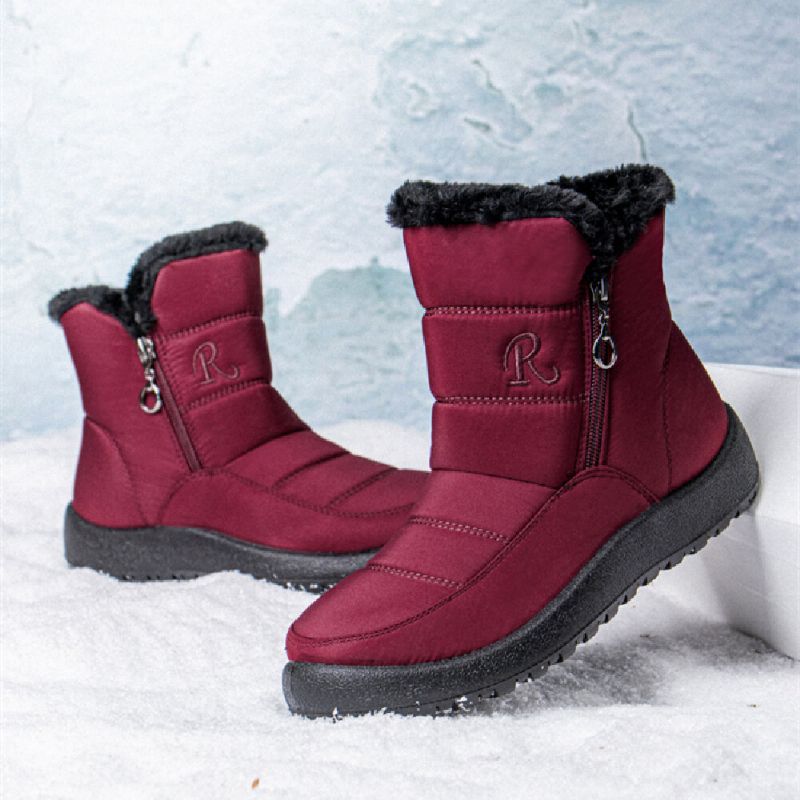 Bottes De Neige Courtes À Glissière Latérale Confortables Et Imperméables Pour Femmes De Grande Taille