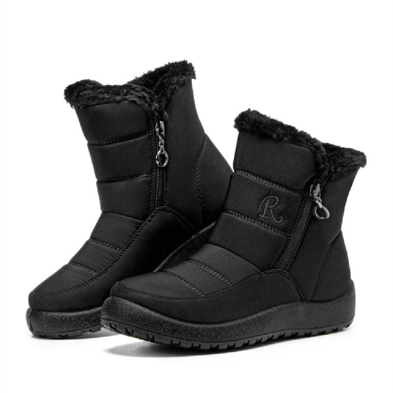 Bottes De Neige Courtes À Glissière Latérale Confortables Et Imperméables Pour Femmes De Grande Taille