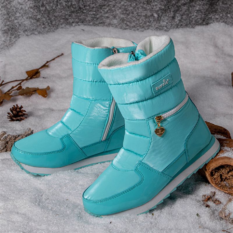 Bottes De Neige Mi-mollet Imperméables Avec Doublure En Fourrure Chaude Pour Femmes