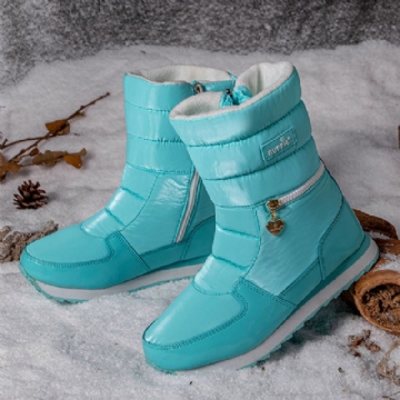 Bottes De Neige Mi-mollet Imperméables Avec Doublure En Fourrure Chaude Pour Femmes