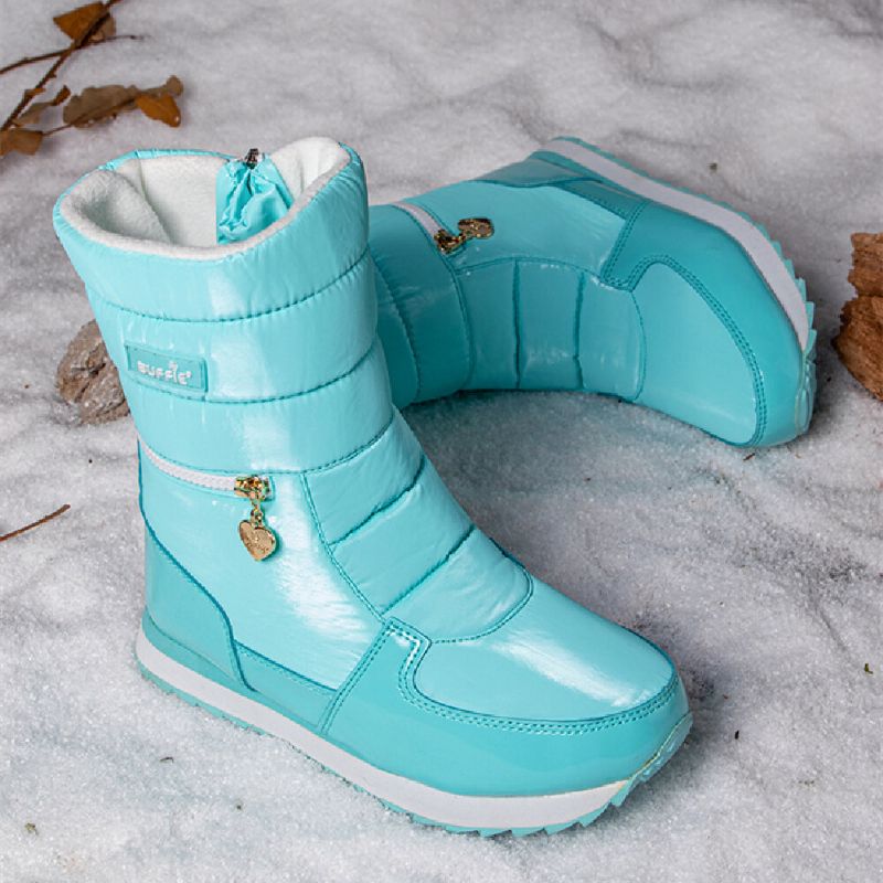 Bottes De Neige Mi-mollet Imperméables Avec Doublure En Fourrure Chaude Pour Femmes