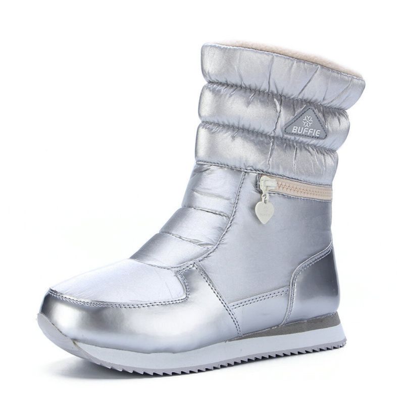 Bottes De Neige Mi-mollet Imperméables Avec Doublure En Fourrure Chaude Pour Femmes