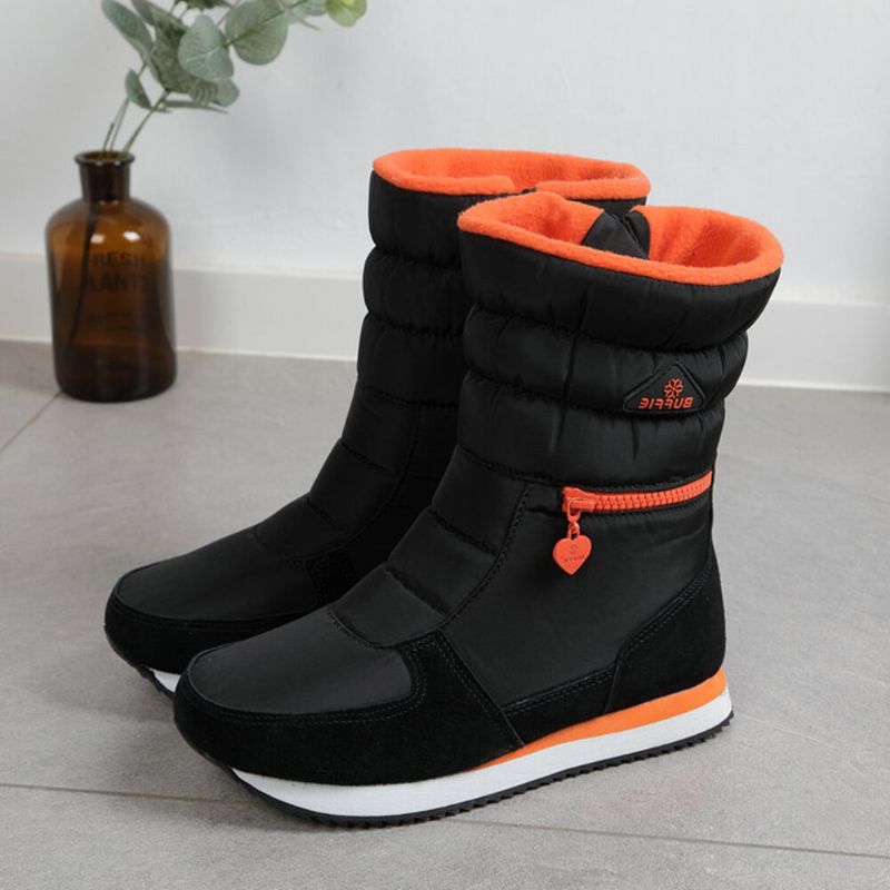 Bottes De Neige Mi-mollet Imperméables Avec Doublure En Fourrure Chaude Pour Femmes