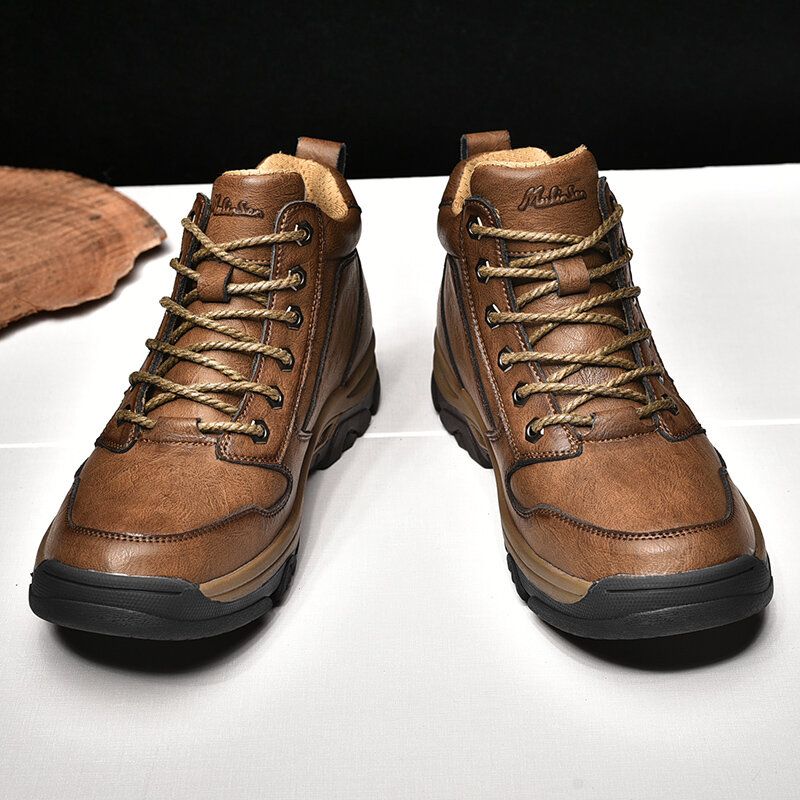 Bottes D'outillage Décontractées À Lacets En Cuir De Vachette Pour Hommes