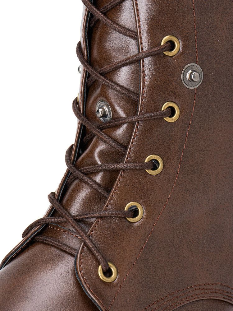 Bottes Western À Lacets Décontractées À Boutons Rétro Pour Hommes