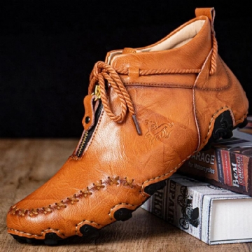 Bottines De Conduite À Lacets Avec Fermeture Éclair Sur Le Devant Pour Hommes