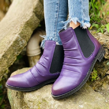 Bottines Décontractées À Bout Rond Et Talon Bas Pour Femme Grande Taille