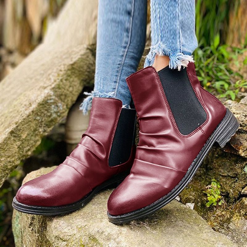 Bottines Décontractées À Bout Rond Et Talon Bas Pour Femme Grande Taille