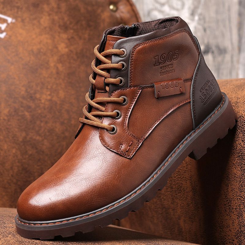 Bottines Décontractées En Cuir Souple Style Cowboy Rétro Pour Hommes