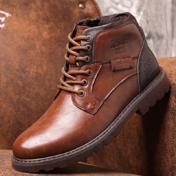 Bottines Décontractées En Cuir Souple Style Cowboy Rétro Pour Hommes