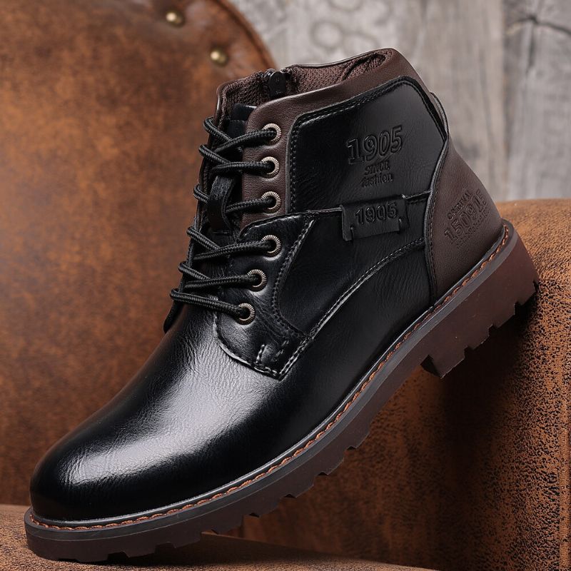 Bottines Décontractées En Cuir Souple Style Cowboy Rétro Pour Hommes