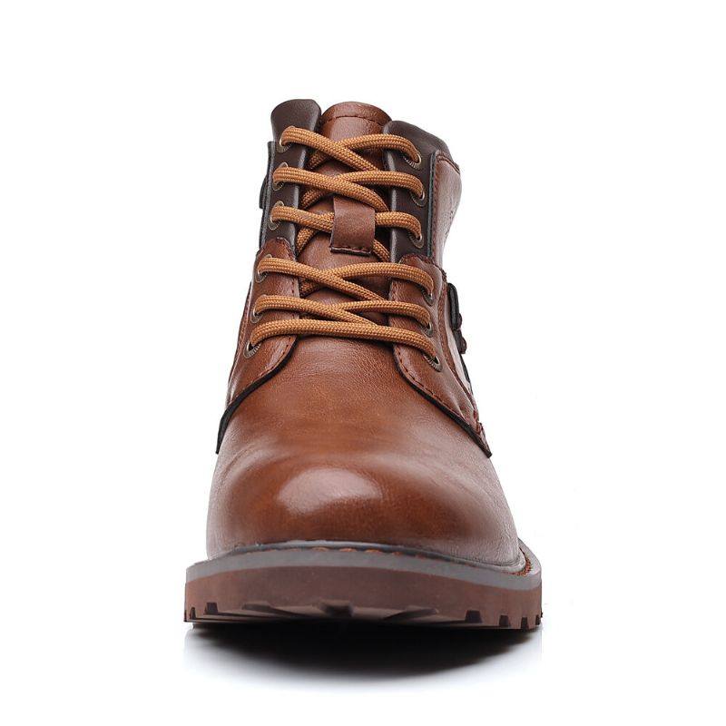 Bottines Décontractées En Cuir Souple Style Cowboy Rétro Pour Hommes