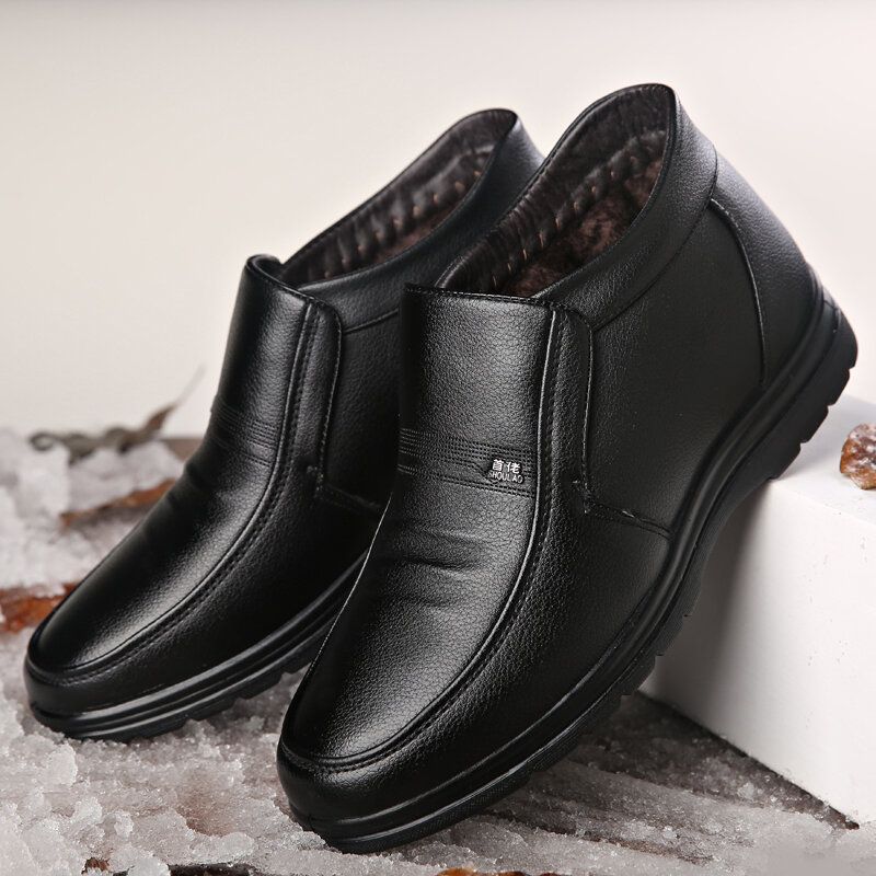 Bottines Décontractées En Cuir De Vachette Confortables Et Chaudes Pour Hommes