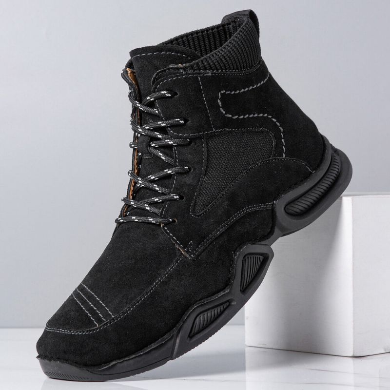 Bottines Décontractées À Lacets Pour Hommes En Microfibre Respirantes À La Main