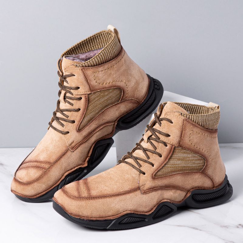 Bottines Décontractées À Lacets Pour Hommes En Microfibre Respirantes À La Main