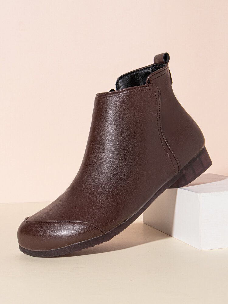 Bottines À Glissière Latérales Solides Et Douces Pour Femmes De Grande Taille