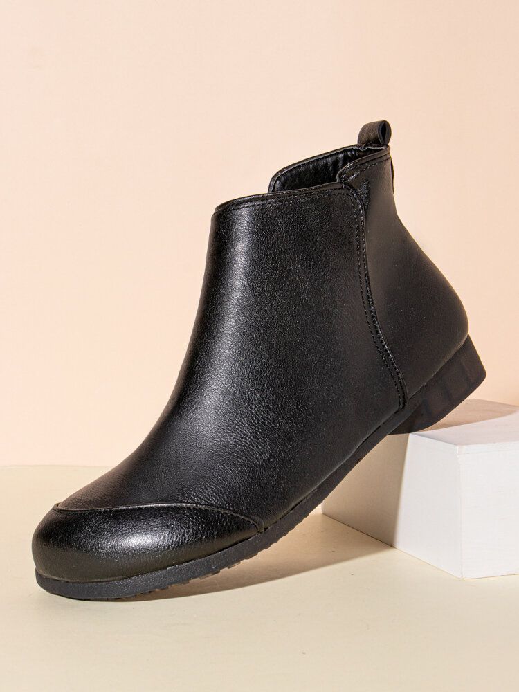 Bottines À Glissière Latérales Solides Et Douces Pour Femmes De Grande Taille