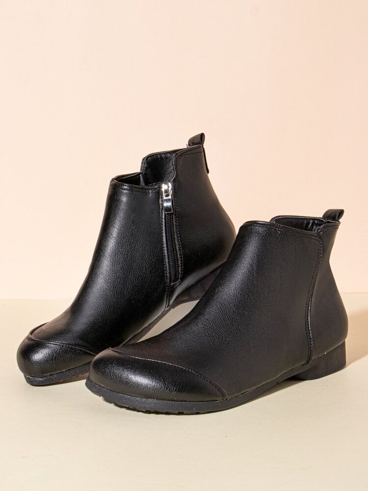 Bottines À Glissière Latérales Solides Et Douces Pour Femmes De Grande Taille