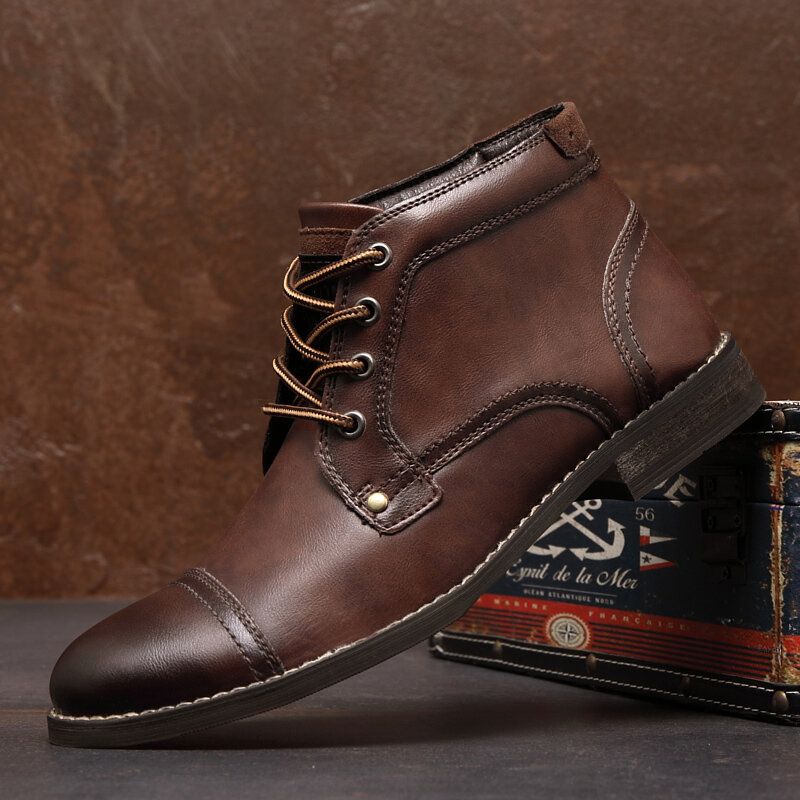 Bottines Habillées Confortables Et Antidérapantes En Cuir De Style Britannique Pour Hommes