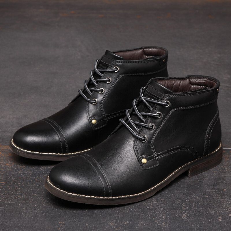 Bottines Habillées Confortables Et Antidérapantes En Cuir De Style Britannique Pour Hommes