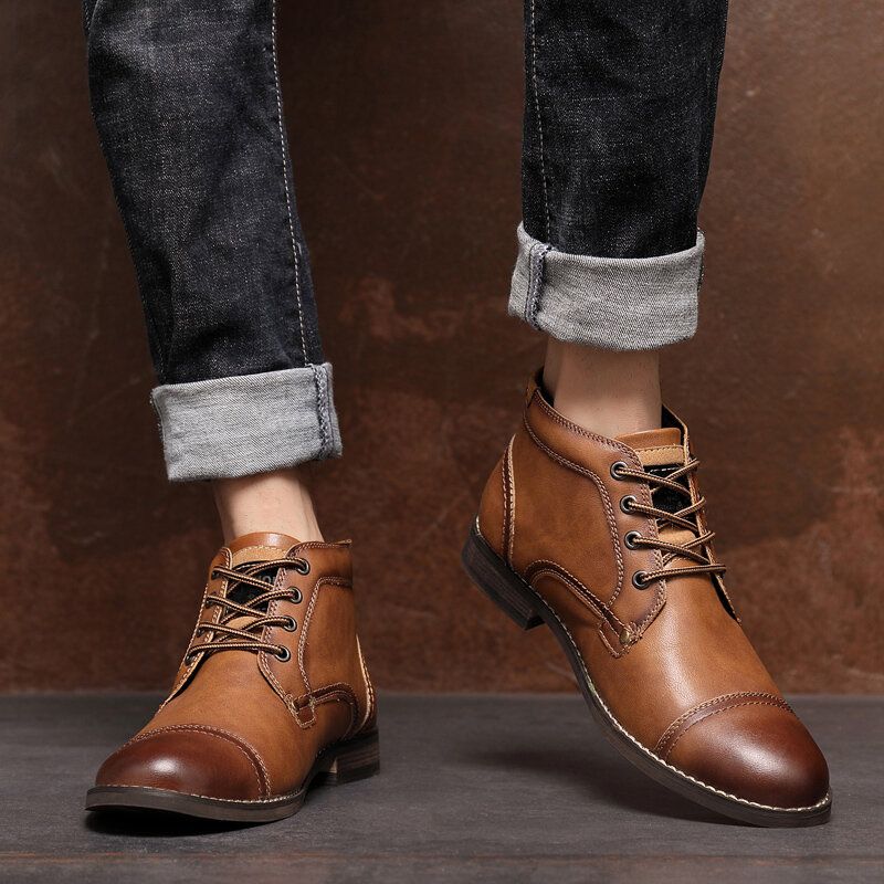 Bottines Habillées Confortables Et Antidérapantes En Cuir De Style Britannique Pour Hommes