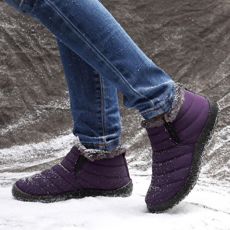 Bottines D'hiver À Enfiler En Fourrure Chaude Et Résistantes À L'eau Pour Femmes