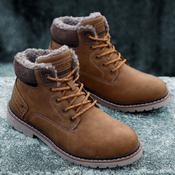 Bottines Imperméables À Doublure En Peluche Chaude Et Antidérapantes Pour Hommes