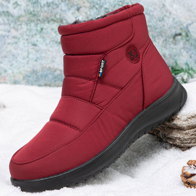 Bottines De Neige En Velours Doublées Chaudes Pour Femmes