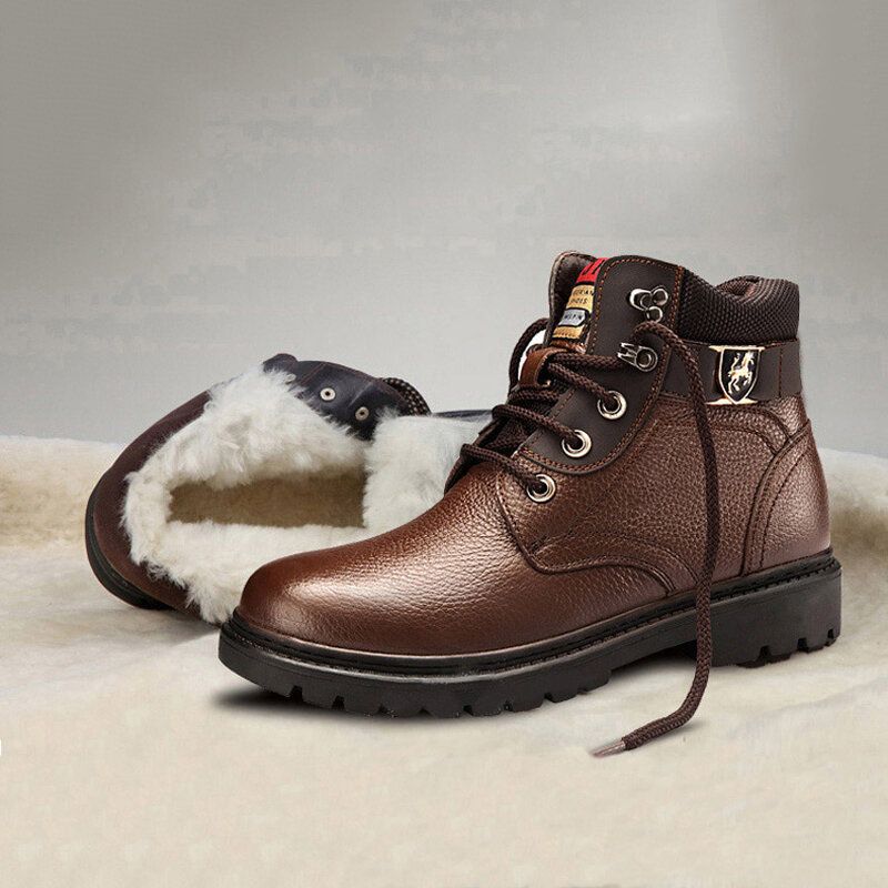 Bottines D'outillage À Doublure En Peluche Chaude Et À Bout Rond Confortables Pour Hommes