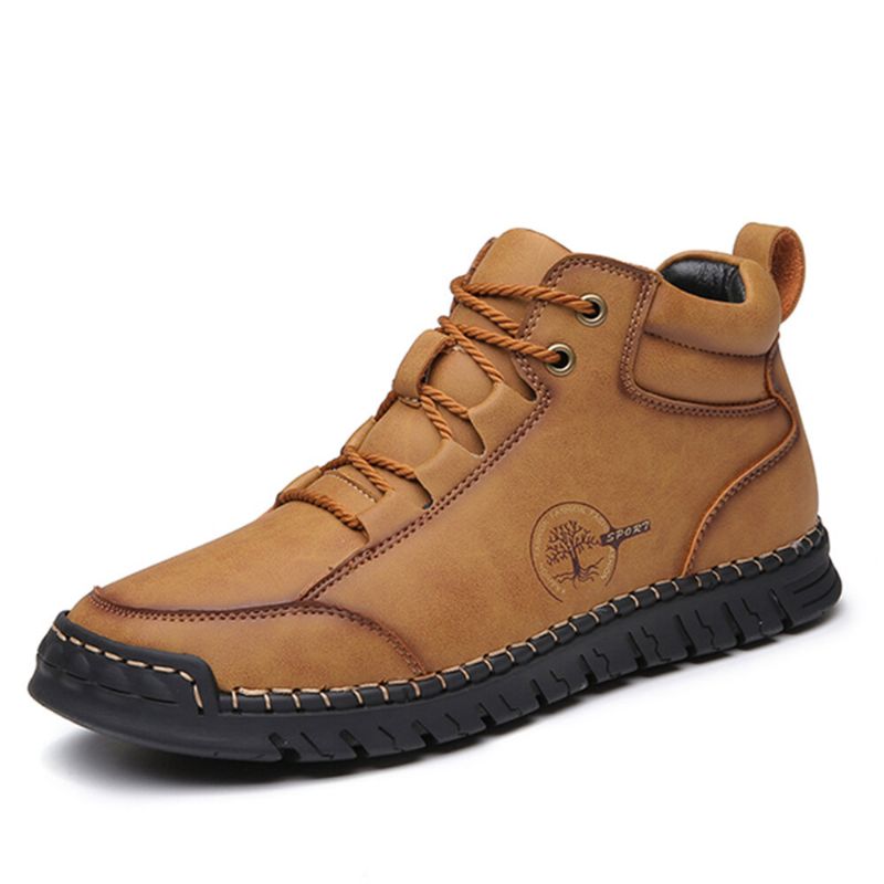 Bottines Portables En Cuir Microfibre Confortables Cousues À La Main Pour Hommes