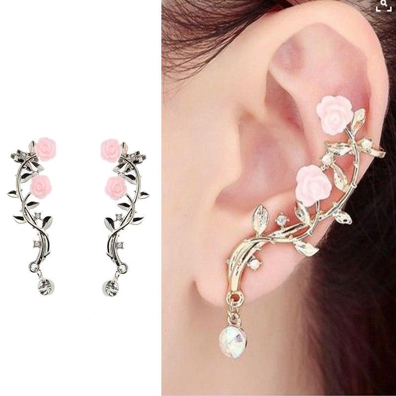 Boucles D'oreilles Élégantes En Forme De Fleur Rose Pour Femmes