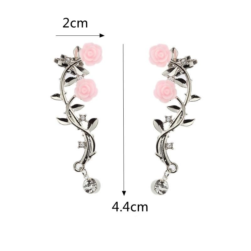 Boucles D'oreilles Élégantes En Forme De Fleur Rose Pour Femmes