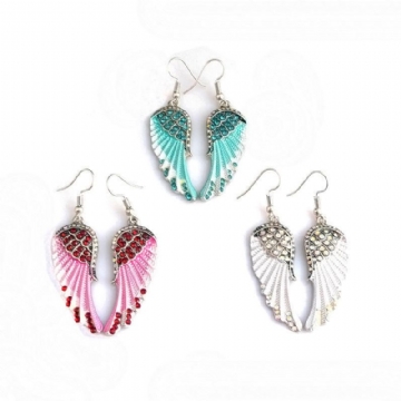 Boucles D'oreilles Pour Femmes Mignonnes Ailes D'ange Strass Alliage Boucles D'oreilles Pendantes Boucles D'oreilles De Mode Pour Les Femmes