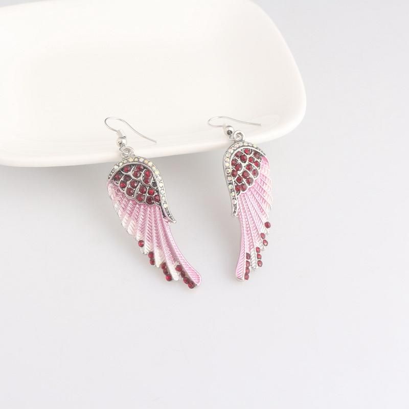 Boucles D'oreilles Pour Femmes Mignonnes Ailes D'ange Strass Alliage Boucles D'oreilles Pendantes Boucles D'oreilles De Mode Pour Les Femmes