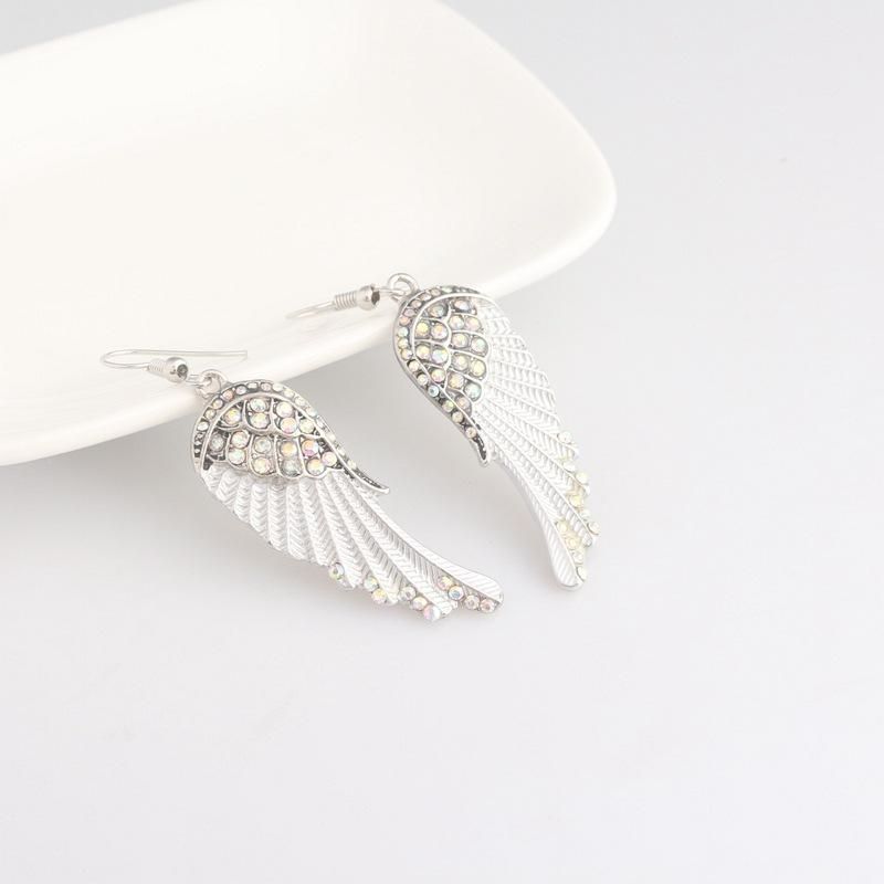 Boucles D'oreilles Pour Femmes Mignonnes Ailes D'ange Strass Alliage Boucles D'oreilles Pendantes Boucles D'oreilles De Mode Pour Les Femmes