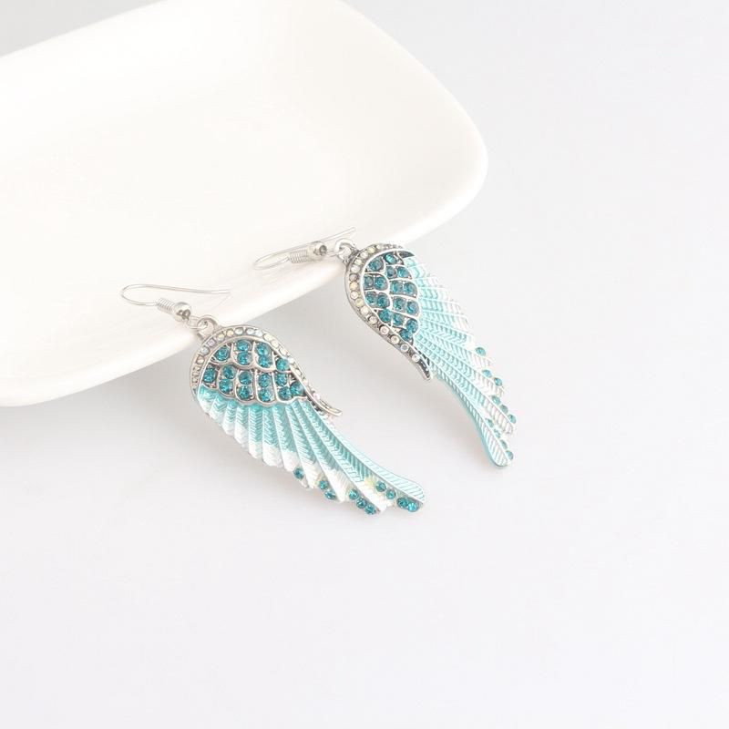 Boucles D'oreilles Pour Femmes Mignonnes Ailes D'ange Strass Alliage Boucles D'oreilles Pendantes Boucles D'oreilles De Mode Pour Les Femmes