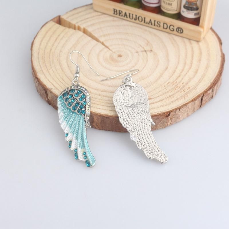 Boucles D'oreilles Pour Femmes Mignonnes Ailes D'ange Strass Alliage Boucles D'oreilles Pendantes Boucles D'oreilles De Mode Pour Les Femmes