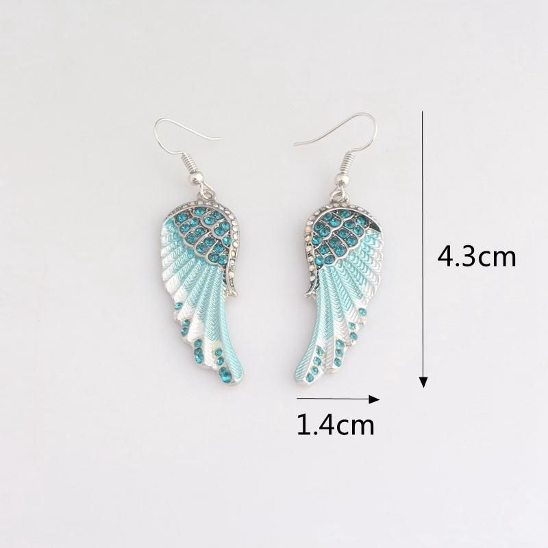 Boucles D'oreilles Pour Femmes Mignonnes Ailes D'ange Strass Alliage Boucles D'oreilles Pendantes Boucles D'oreilles De Mode Pour Les Femmes