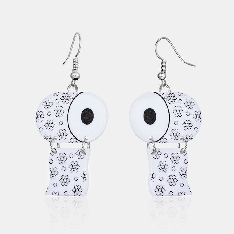 Boucles D'oreilles En Papier Essuie-tout Funny Roll Paper Boucles D'oreilles Asymétriques Tube Paper Toilet Paper Boucles D'oreilles