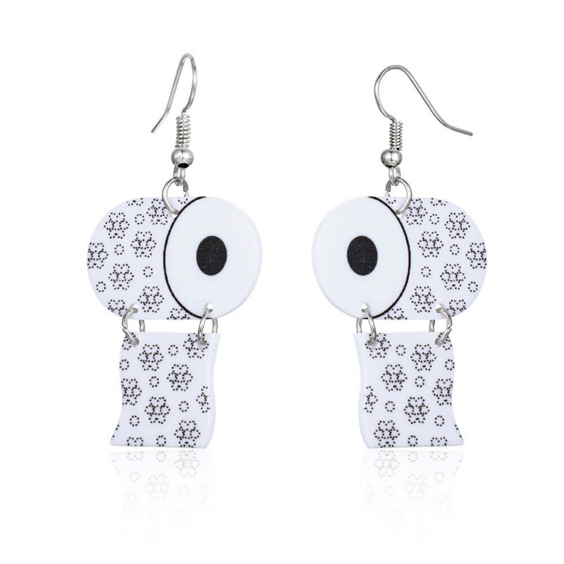 Boucles D'oreilles En Papier Essuie-tout Funny Roll Paper Boucles D'oreilles Asymétriques Tube Paper Toilet Paper Boucles D'oreilles