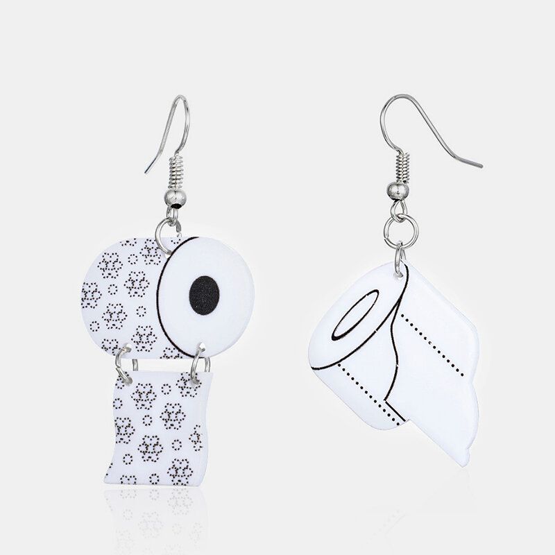 Boucles D'oreilles En Papier Essuie-tout Funny Roll Paper Boucles D'oreilles Asymétriques Tube Paper Toilet Paper Boucles D'oreilles