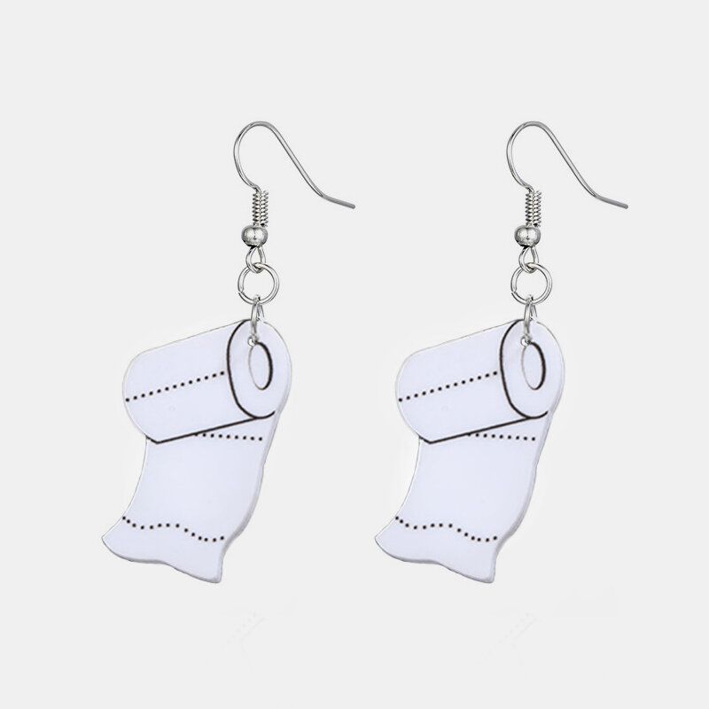 Boucles D'oreilles En Papier Essuie-tout Funny Roll Paper Boucles D'oreilles Asymétriques Tube Paper Toilet Paper Boucles D'oreilles