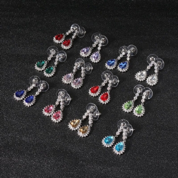 Boucles D'oreilles Pendantes En Cristal De Zircon 12 Mois Pierre De Naissance Anniversaire Pierre Boucle D'oreille Pour Les Femmes