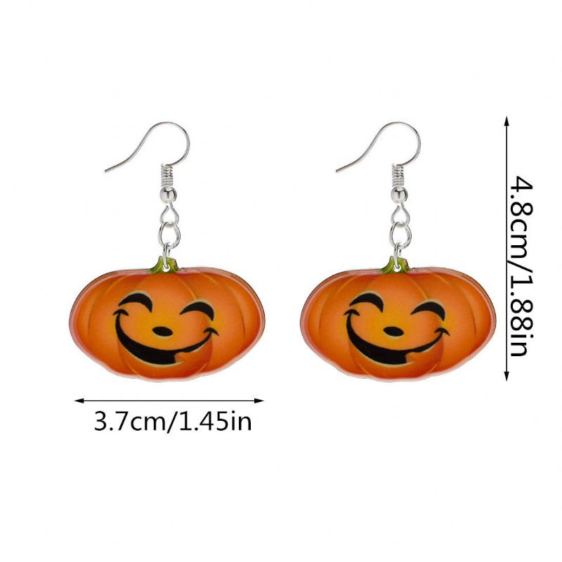 Boucles D'oreilles Pendentif Sourire Citrouille À La Mode Drôle 3d Stéréoscopique Halloween Résine Bande Dessinée Boucle D'oreille