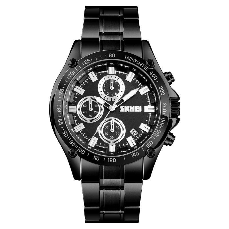 Bracelet En Acier Inoxydable Pour Homme Montre En Cours D'exécution Chronographe Étanche Montre À Quartz D'affaires