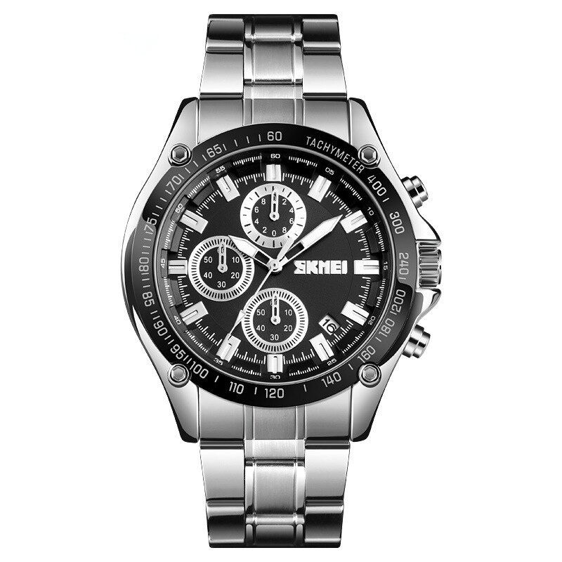 Bracelet En Acier Inoxydable Pour Homme Montre En Cours D'exécution Chronographe Étanche Montre À Quartz D'affaires