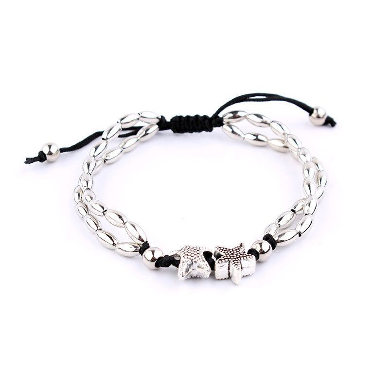 Bracelet De Cheville En Argent Antique Vintage Femmes Étoile De Mer Rune Bracelet Perlé Cheville Boho Pied Bijoux