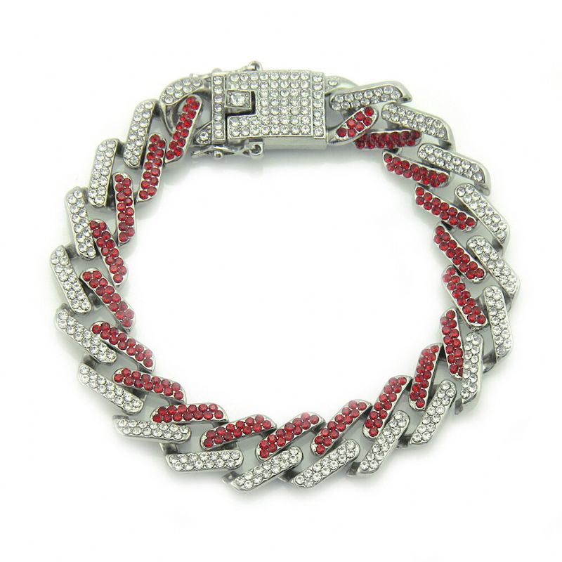 Bracelet Cuba Exagéré Avec Strass Colorés