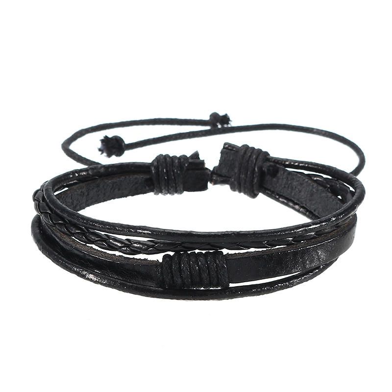 Bracelet En Cuir De Surf Tissé Tribal Multicouche Pour Hommes