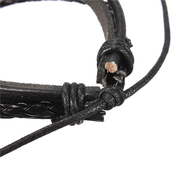 Bracelet En Cuir De Surf Tissé Tribal Multicouche Pour Hommes